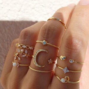 Celestial Moon and Star Ring Stack