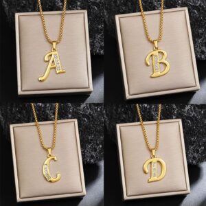 Personalized Initial Letter Gold Necklace